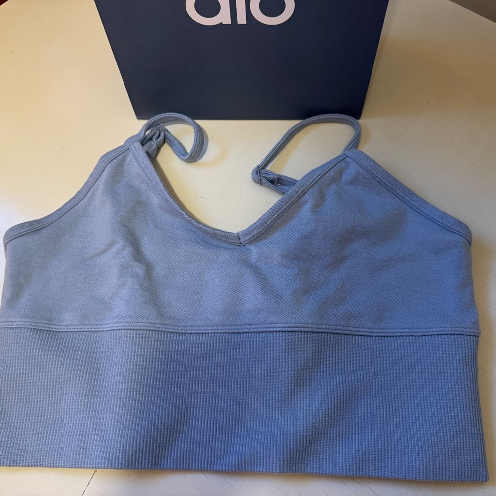 ALO Yoga Seamless Winter Warm Plush Delight Bra - Celestial Blue - Size M